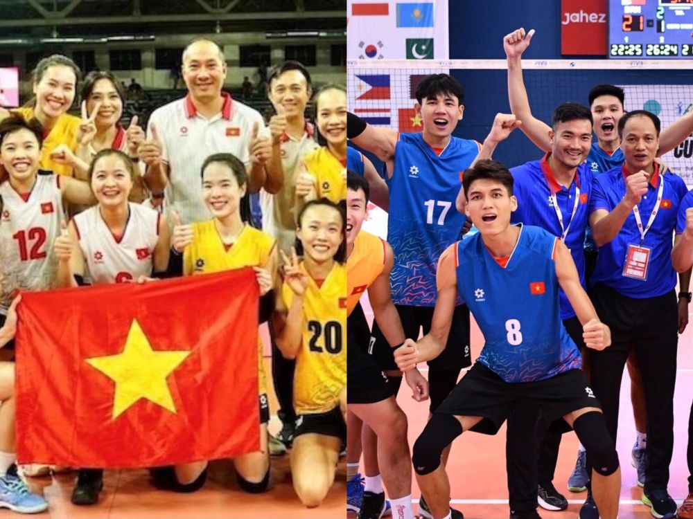 Bóng chuyền nam và nữ Việt Nam để lại dấu ấn đậm nét ở nửa đầu năm 2024. Ảnh: Bóng chuyền Việt Nam