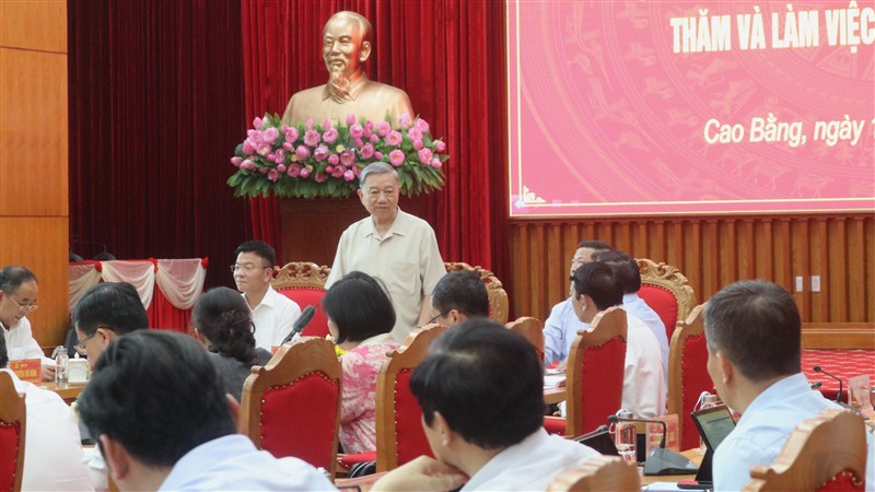 Chủ tịch nước Tô Lâm phát biểu tại buổi làm việc. 