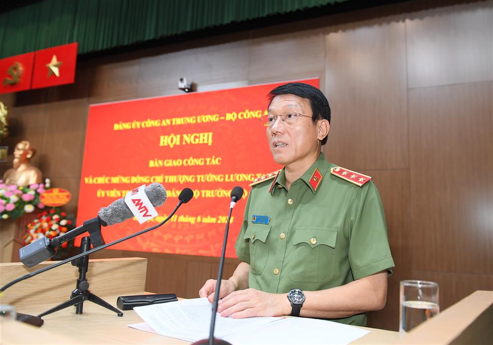 Bộ trưởng Bộ Công an Lương Tam Quang phát biểu tại Hội nghị. Ảnh: Bộ Công an 