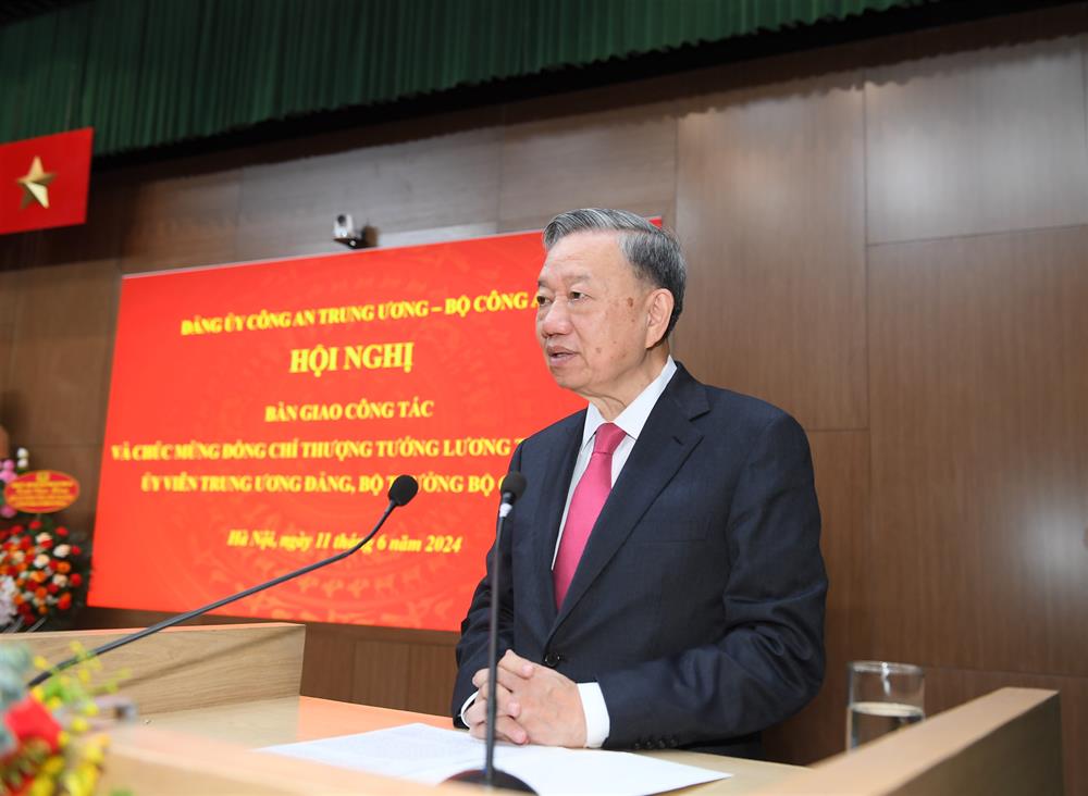 Chủ tịch nước Tô Lâm phát biểu tại Hội nghị. Ảnh: Bộ Công an