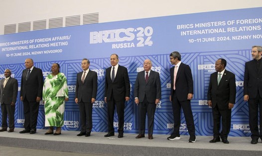 Đại diện các nước BRICS tham dự Hội nghị Ngoại trưởng BRICS ở Nizhny Novgorod, Nga, ngày 10.6.2024. Ảnh: AP