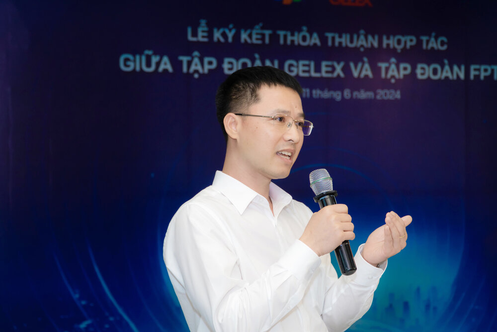 Ông Nguyễn Trọng Hiền - Chủ tịch HĐQT Tập đoàn GELEX phát biểu tại Lễ ký kết thỏa thuận hợp tác. Ảnh: GELEX