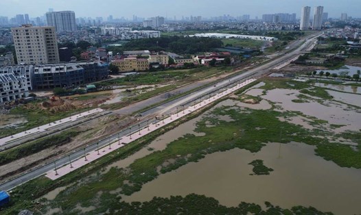 Tuyến đường Vành đai 3,5 (đoạn từ Đại lộ Thăng Long đến Quốc lộ 32) có chiều dài 5,6km. Ảnh: Vĩnh Hoàng