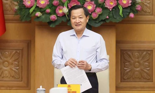 Phó Thủ tướng Chính phủ Lê Minh Khái phát biểu chỉ đạo tại cuộc họp. Ảnh: VGP