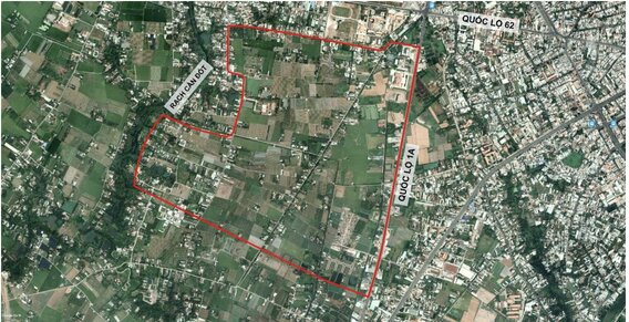Ranh giới lập quy hoạch trên nền ảnh vệ tinh. Ảnh: ĐTM