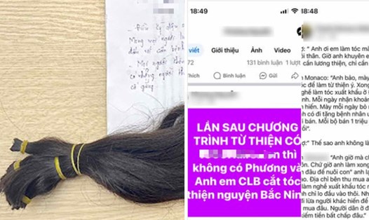 Thông tin lan truyền trên mạng xã hội về việc một salon tóc bị tố "ăn bớt" 650 bộ tóc dành cho bệnh nhân ung thư. Đồ họa: Khánh An