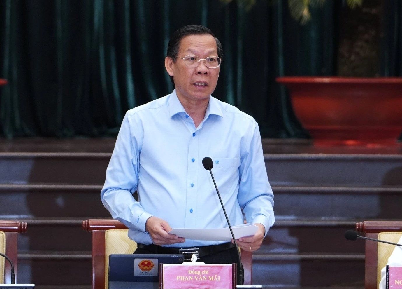 Chủ tịch UBND TPHCM Phan Văn Mãi phát biểu tại hội nghị. Ảnh: Sỹ Đông