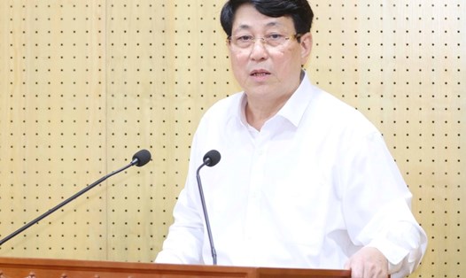 Ủy viên Bộ Chính trị, Thường trực Ban Bí thư Lương Cường phát biểu tại buổi làm việc với Ban Tổ chức Trung ương ngày 13.6. Ảnh: TTXVN