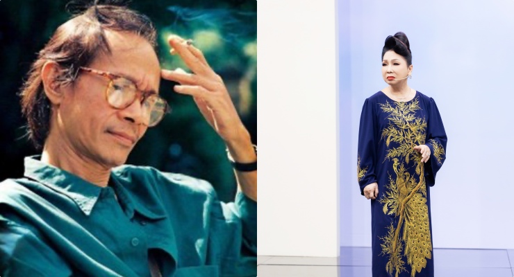 NSND Bạch Tuyết kể chuyện tập kịch để Trịnh Công Sơn góp ý. Ảnh: NSCC.