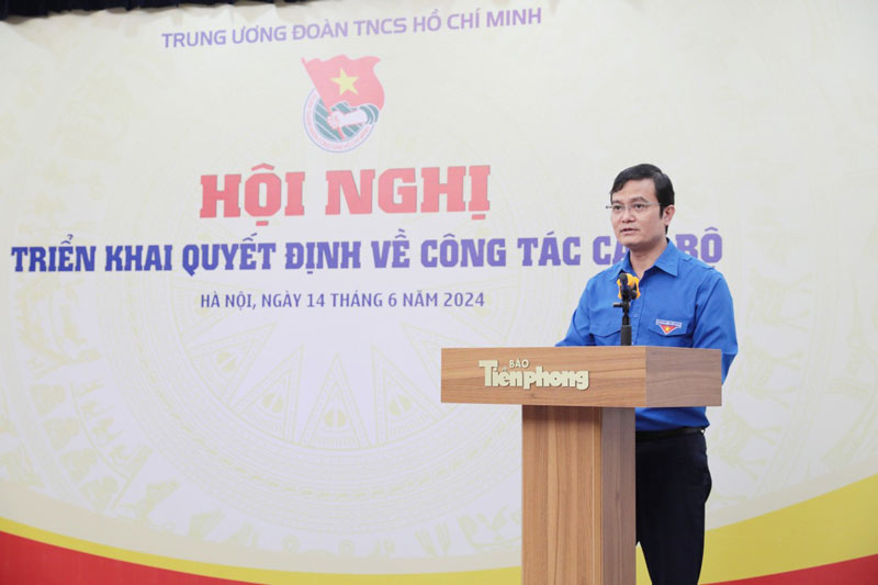 Bí thư thứ nhất T.Ư Đoàn Bùi Quang Huy phát biểu tại buổi lễ. Ảnh: Hồng Vĩnh.