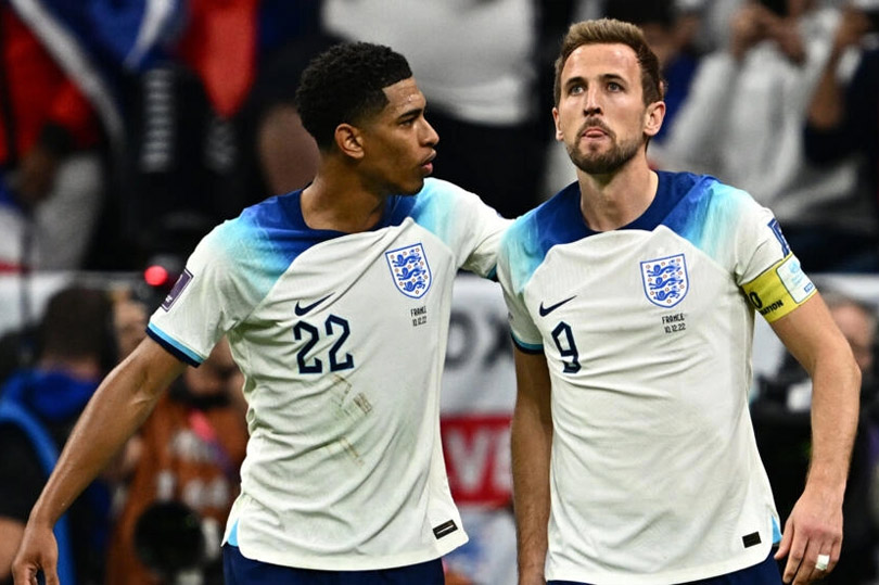 Jude Bellingham và Harry Kane là 2 ngôi sao có phong độ tốt nhất của tuyển Anh ở mùa giải vừa qua. Ảnh: AFP