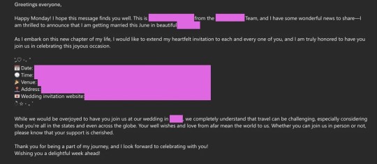 Cô dâu gửi email mời đám cưới