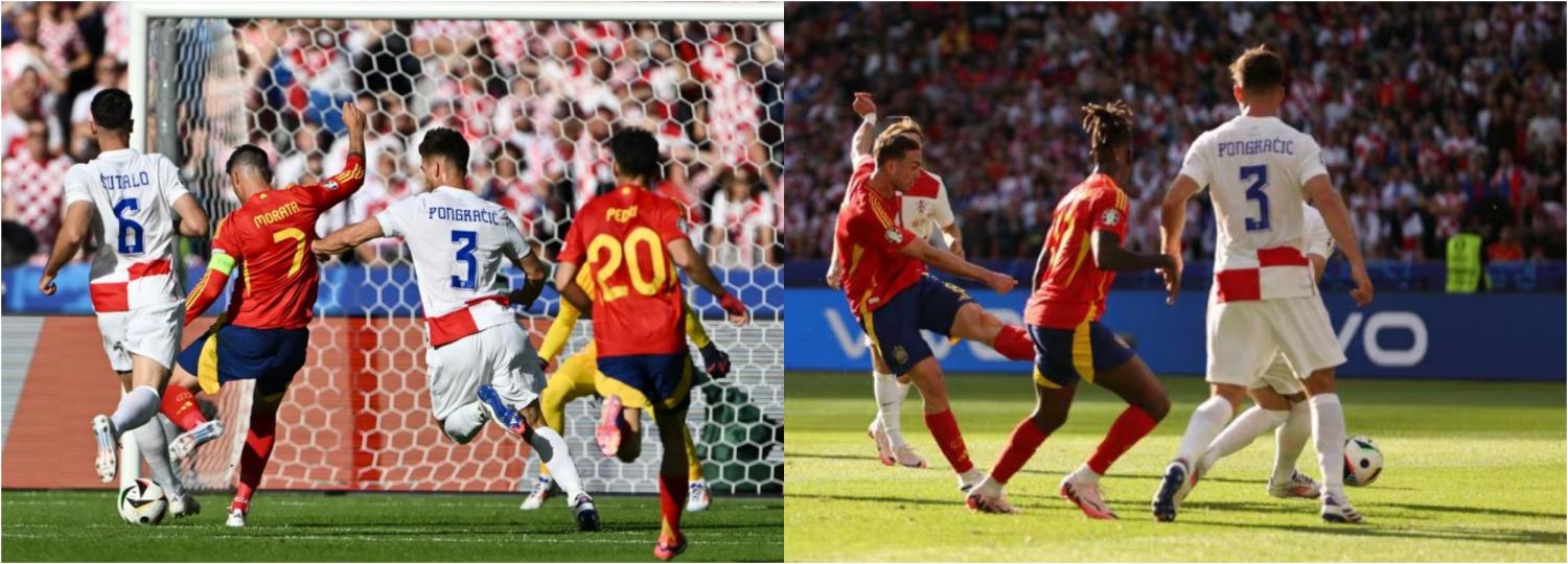 Tuyển Tây Ban Nha ghi liên tiếp 2 bàn trong ít phút. Ảnh: UEFA