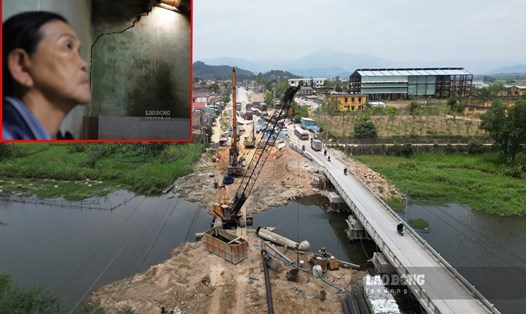 Việc thi công dự án Tăng cường kết nối giao thông khu vực Tây Nguyên đoạn qua huyện Tây Sơn gây bụi bặm, nứt nhà dân. Ảnh: Hoài Luân