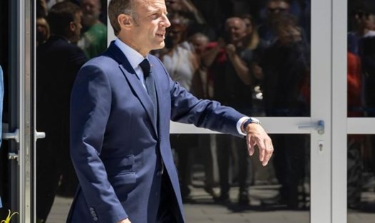 Tổng thống Pháp Emmanuel Macron sau cuộc bầu cử EP tại Le Touquet, Pháp, ngày 9.6.2024. Ảnh: Xinhua