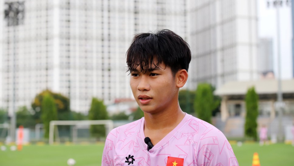 Trung vệ Lê Huy Việt Anh của U16 Việt Nam. Ảnh: VFF