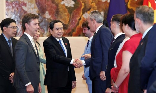 Chủ tịch Quốc hội Trần Thanh Mẫn khẳng định, quan hệ hợp tác giữa Việt Nam với EU và các nước thành viên đang có những dấu hiệu tích cực, tăng trưởng theo từng năm. Ảnh: Thống Nhất/TTXVN