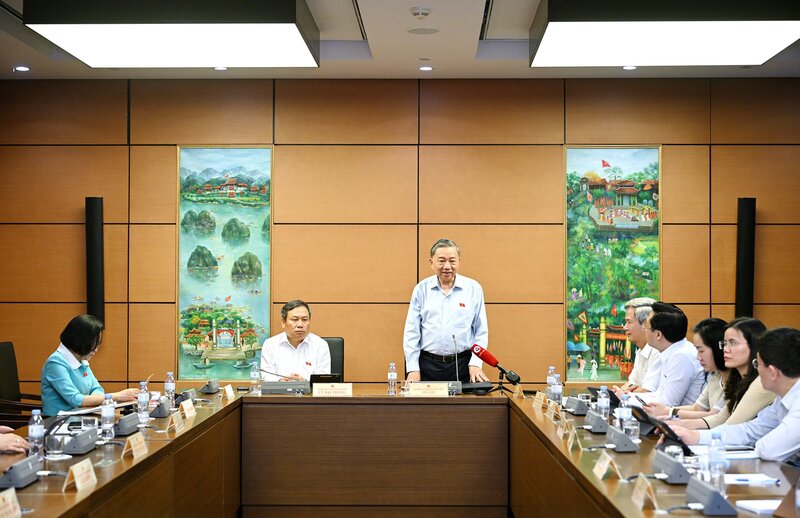 Chủ tịch nước Tô Lâm phát biểu tại thảo luận tổ chiều 17.6. Ảnh: Quốc hội 