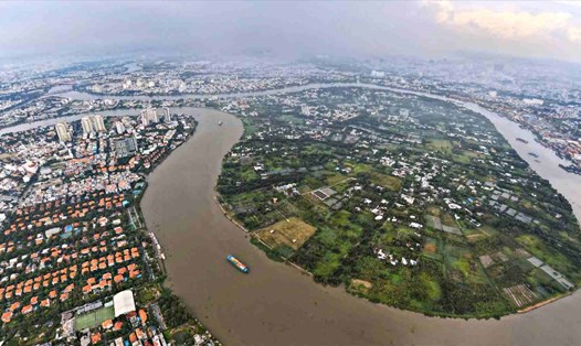 Toàn cảnh bán đảo Thanh Đa rộng gần 427ha được bao quanh bởi sông Sài Gòn.  Ảnh: Anh Tú