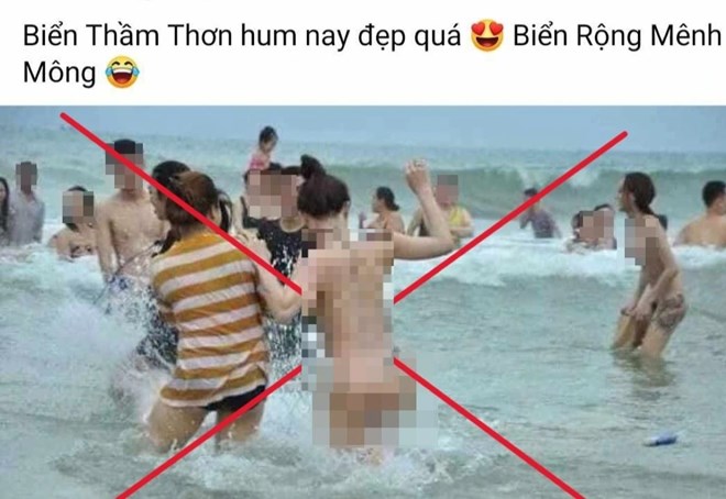 Sự thật đằng sau hình ảnh cô gái khỏa thân tắm biển ở Sầm Sơn
