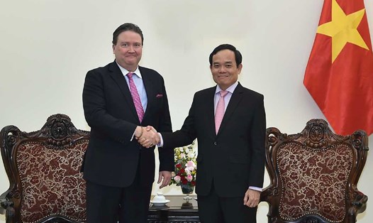 Phó Thủ tướng Chính phủ Trần Lưu Quang tiếp Đại sứ Mỹ tại Việt Nam Marc Evans Knapper. Ảnh: VGP
