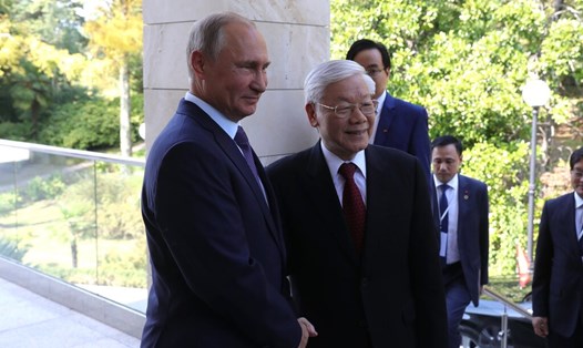 Tổng Bí thư Nguyễn Phú Trọng và Tổng thống Nga Vladimir Putin tại Nga năm 2018. Ảnh: Điện Kremlin