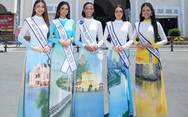 Các người đẹp quốc tế cùng hoa hậu Xuân Hạnh quảng bá du lịch TPHCM. Ảnh: BTC.