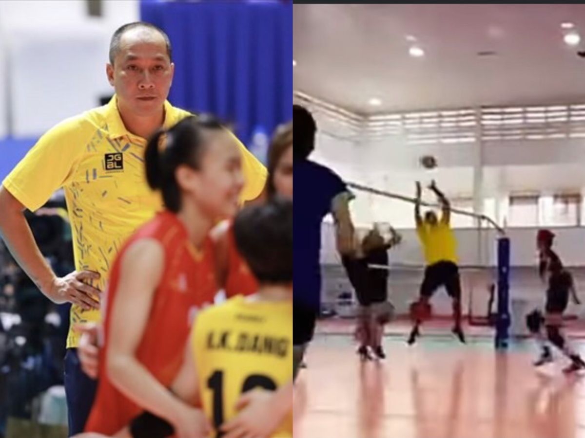 Huấn luyện viên Nguyễn Tuấn Kiệt từng là cây chuyền hai của bóng chuyền nam Việt Nam. Ảnh: Duy Nam/cắt từ video
