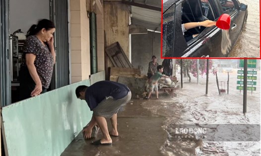 Tình trạng "hễ mưa là ngập" trên QL1 đoạn qua tỉnh Bình Định khiến cuộc sống của người dân khổ sở vì phiền toái. Ảnh: Hoài Luân
