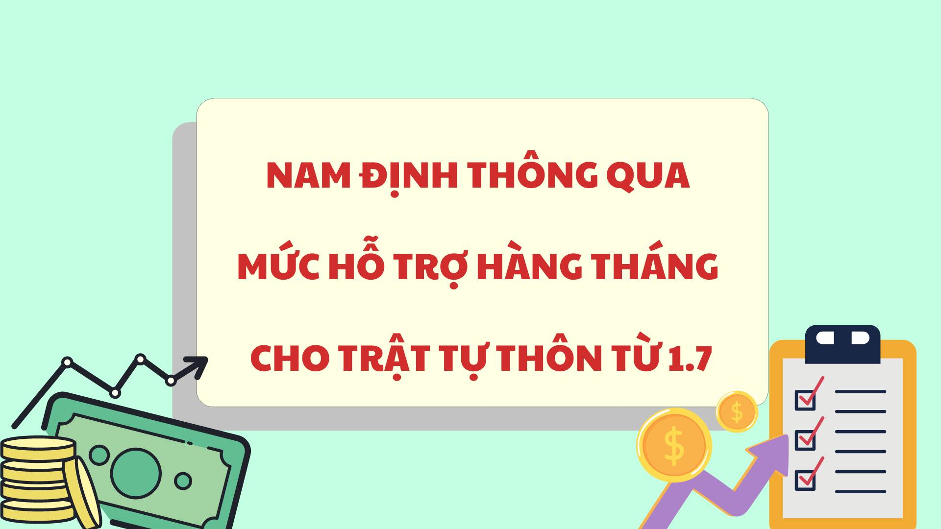 Mức hỗ trợ hàng tháng cho trật tự thôn từ 1.7. Đồ họa: Ngọc Diệp