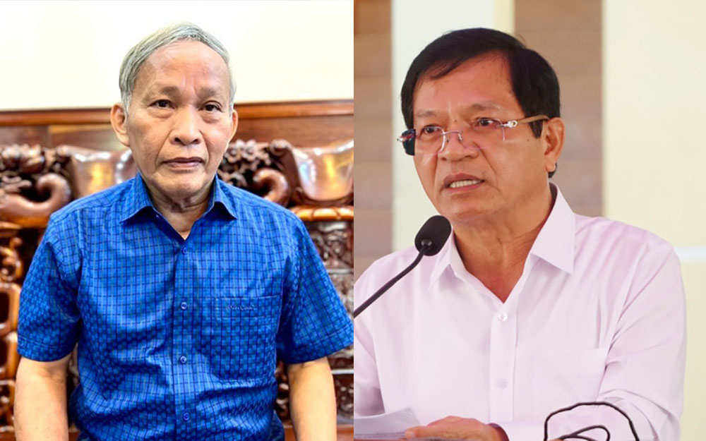 Ông Cao Khoa và ông Lê Viết Chữ (bên phải) lúc đương nhiệm. Ảnh: Trà Giang


