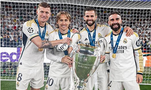 Toni Kroos cùng Luka Modric, Nacho và Dani Carvajal đã có 6 lần vô địch UEFA Champions League. Ảnh: Real Madrid
