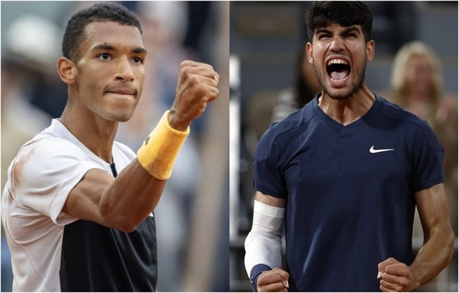 Lịch thi đấu giải Pháp Mở rộng 2024 ngày 2.6: Auger-Aliassime vs Alcaraz