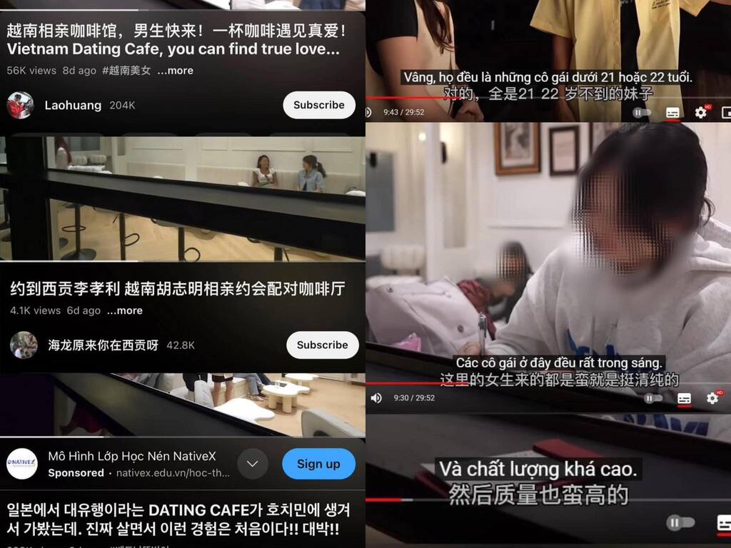 Video giới thiệu về quán bằng tiếng Hàn và Trung với dòng mô tả gây phẫn nộ. Ảnh: Cắt từ video