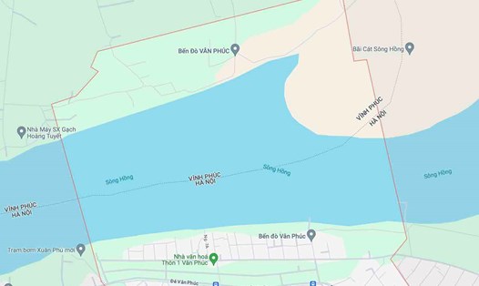 Khu vực dự kiến xây dựng cầu Vân Phúc qua sông Hồng, nối Hà Nội với Vĩnh Phúc. Ảnh: Google Maps