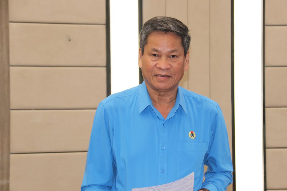 Ông Huỳnh Thanh Xuân - Phó Chủ tịch Tổng Liên đoàn Lao động Việt Nam -phát biểu tại hội nghị Ủy ban Kiểm tra Tổng Liên đoàn Lao Động Việt Nam lần thứ 4, khóa XIII. Ảnh: P.Linh