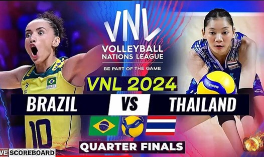 Tuyển bóng chuyền nữ Brazil toàn thắng 4 trận trước tuyển nữ Thái Lan. Ảnh: VNL Live