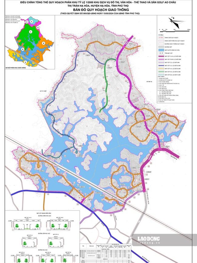 Bản đồ quy hoạch giao thông của dự án. Ảnh: UBND huyện Hạ Hòa.