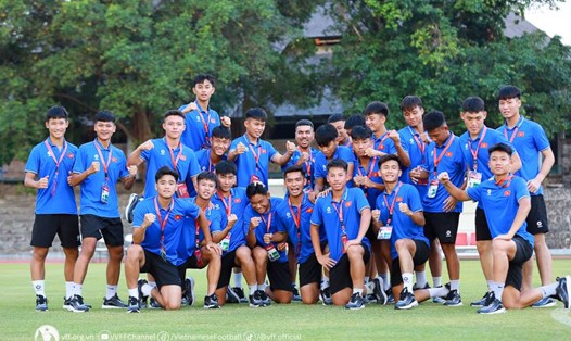 U16 Việt Nam đang tập luyện hướng tới giải U16 Đông Nam Á. Ảnh: VFF