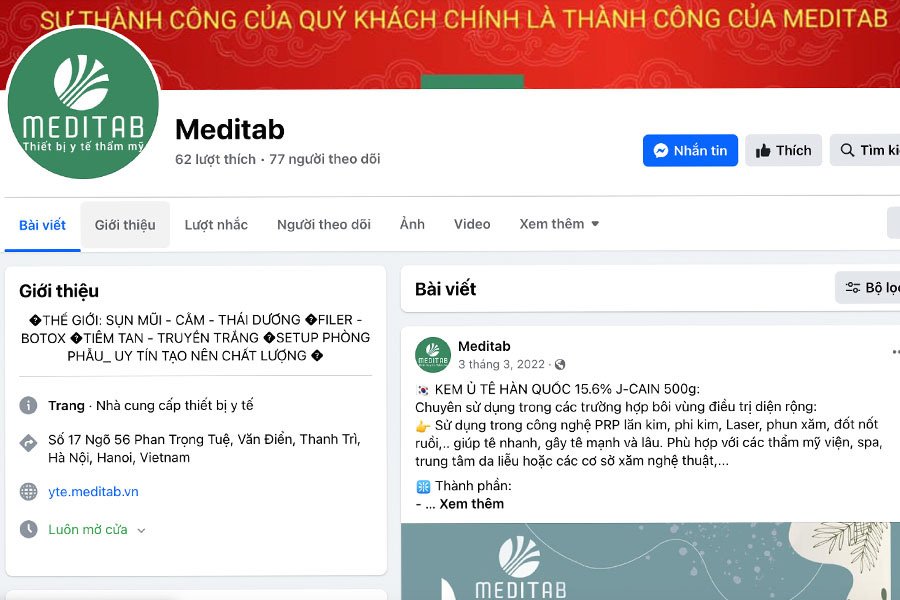 Hình ảnh quảng cáo của Meditab trên nhiều mạng xã hội. Ảnh: Nhóm PV.  