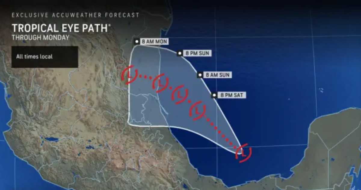 Dự kiến đường đi của bão. Ảnh: AccuWeather