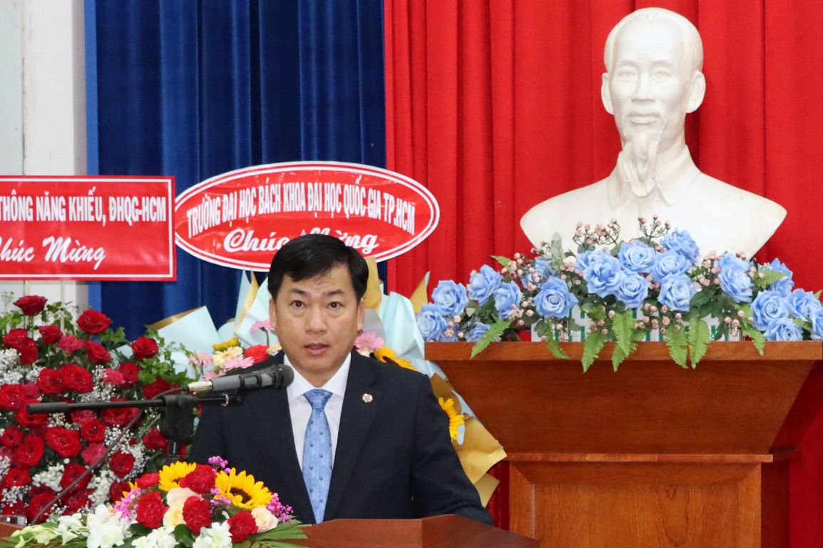 TS Nguyễn Hữu Trí phát biểu tại lễ bổ nhiệm Phó Hiệu trưởng Trường Đại học An Giang. Ảnh: Anh Thư