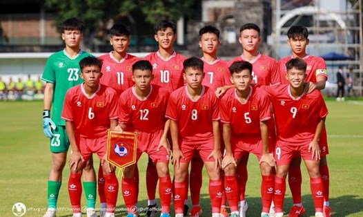 U16 Việt Nam chạm trán U16 Campuchia ở lượt trận thứ 2 tại bảng B giải U16 Đông Nam Á. Ảnh: VFF