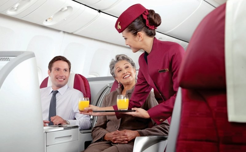 Qatar Airways được bình chọn là hãng hàng không có hạng thương gia tốt nhất thế giới và hãng hàng không hàng đầu ở Trung Đông. Ảnh: Qatar Airways