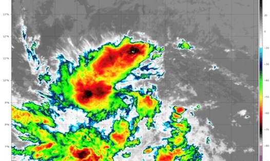 Áp thấp Invest 95L ở trung tâm Đại Tây Dương có khả năng mạnh lên thành cơn bão số 2 của mùa bão 2024. Ảnh: Tropical Tidbits