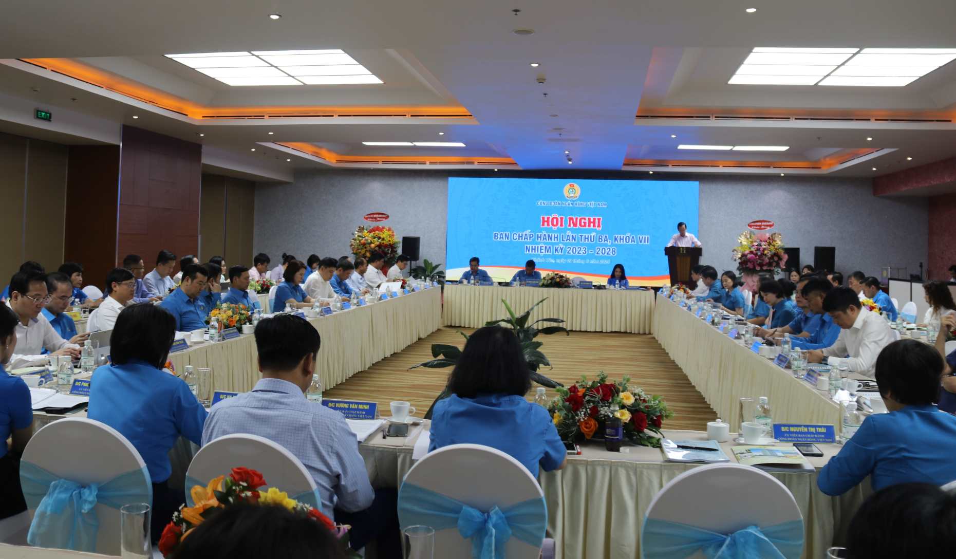 Toàn cảnh hội nghị Ban Chấp hành Công đoàn Ngân hàng Việt Nam lần thứ 3, khóa VII. Ảnh: Phương Linh