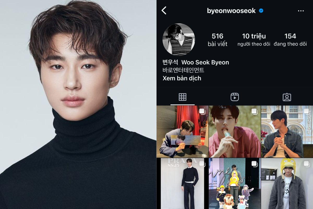 Tài khoản Instagram của Byeon Woo Seok cán mốc 10 triệu người theo dõi. Ảnh: Naver
