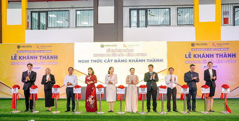Các đại biểu cắt băng khánh thành Trường INschool Bến Cát. Ảnh: Kim Oanh Group