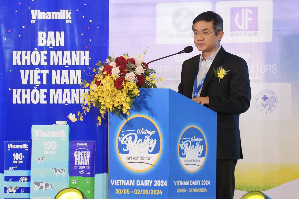 Ông Nguyễn Quang Trí – Giám đốc điều hành Marketing Vinamilk – phát biểu tại sự kiện khai mạc Triển lãm quốc tế ngành sữa và sản phẩm sữa 2024. Ảnh: Vinamilk