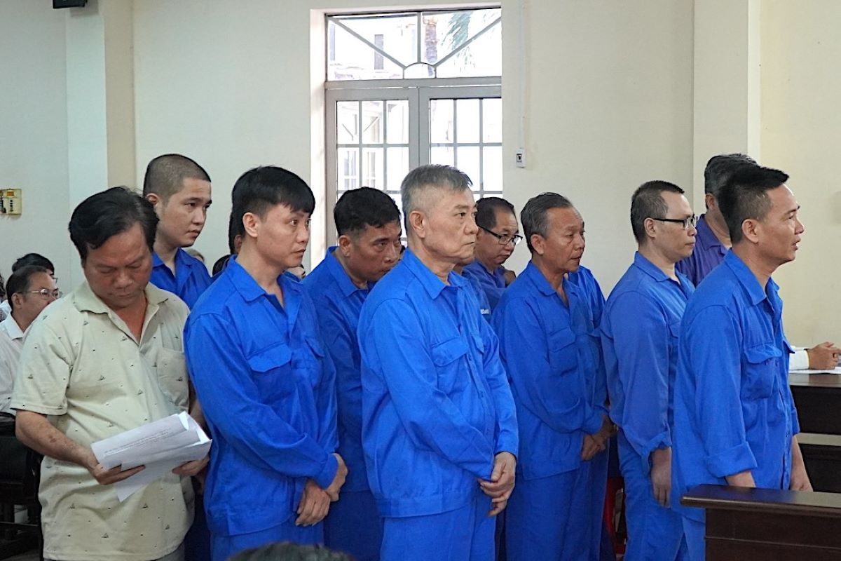 Các bị cáo trong phiên tòa xét xử vào tháng 1.2024. Ảnh: Thành An